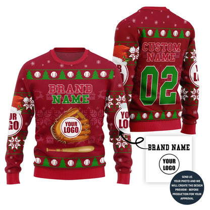 Fierce Custom Logo Baseball Ugly Xmas Sweater