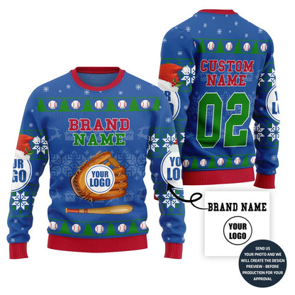 Fierce Custom Logo Baseball Ugly Xmas Sweater