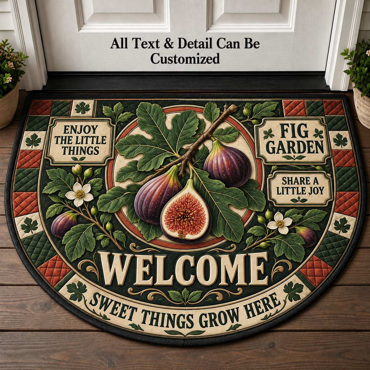 Fig Garden Personalized Half Round Mat | 5To9Vibe