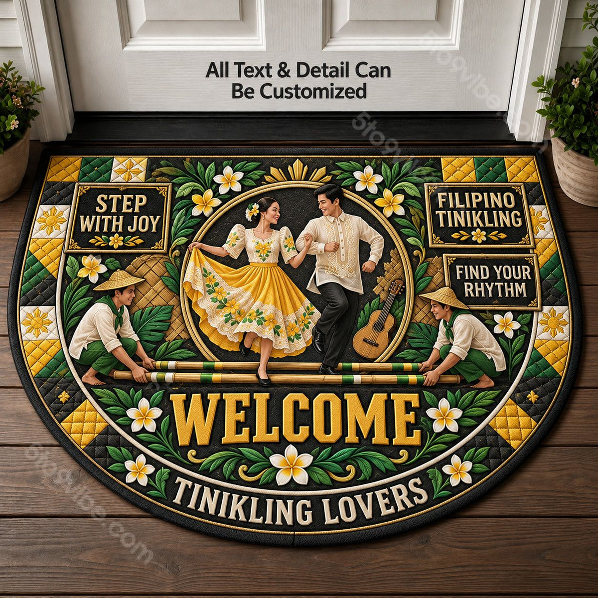 Filipino Tinikling Personalized Half Round Mat | 5To9Vibe