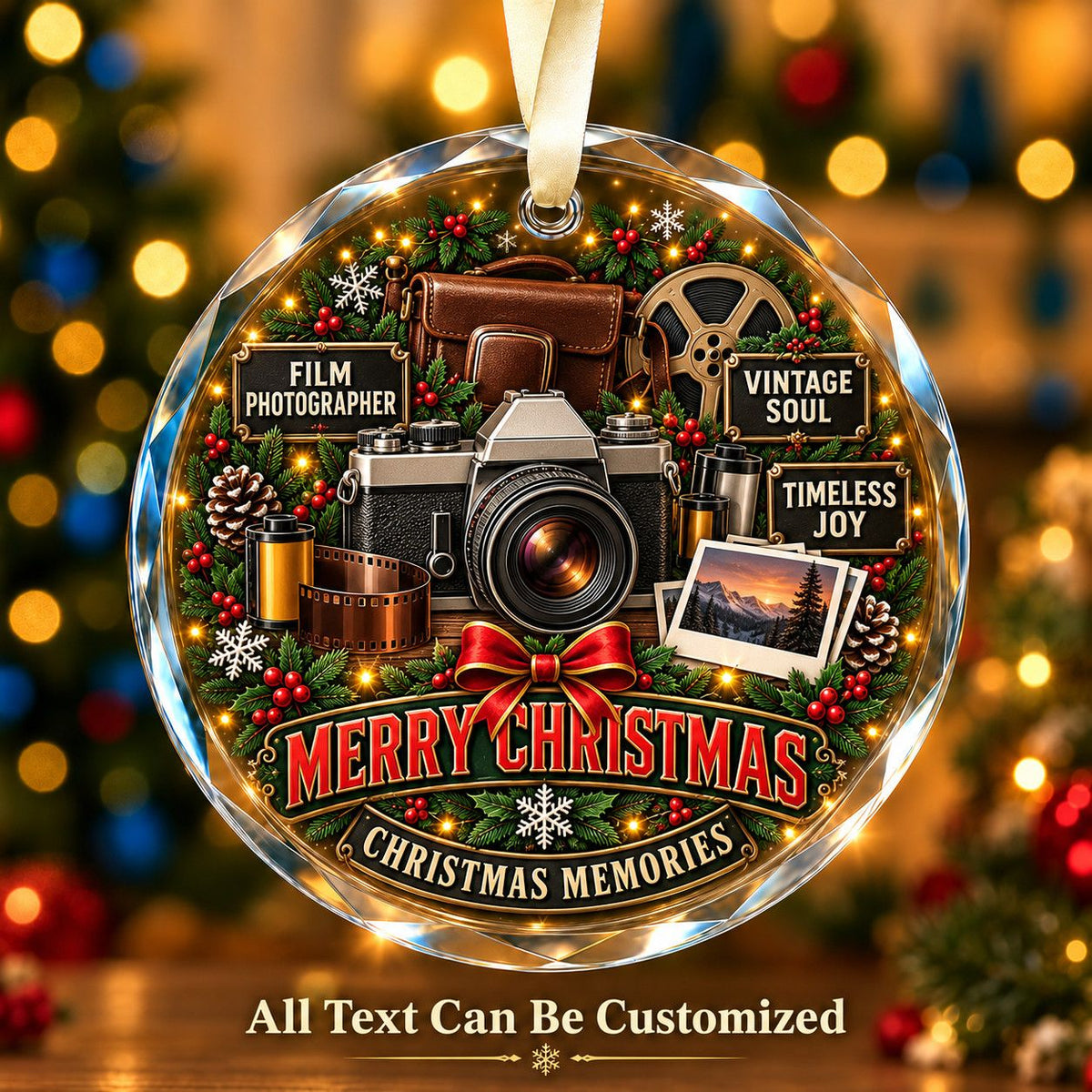 Film Photographer Personalized Glass Ornament | 5To9Vibe