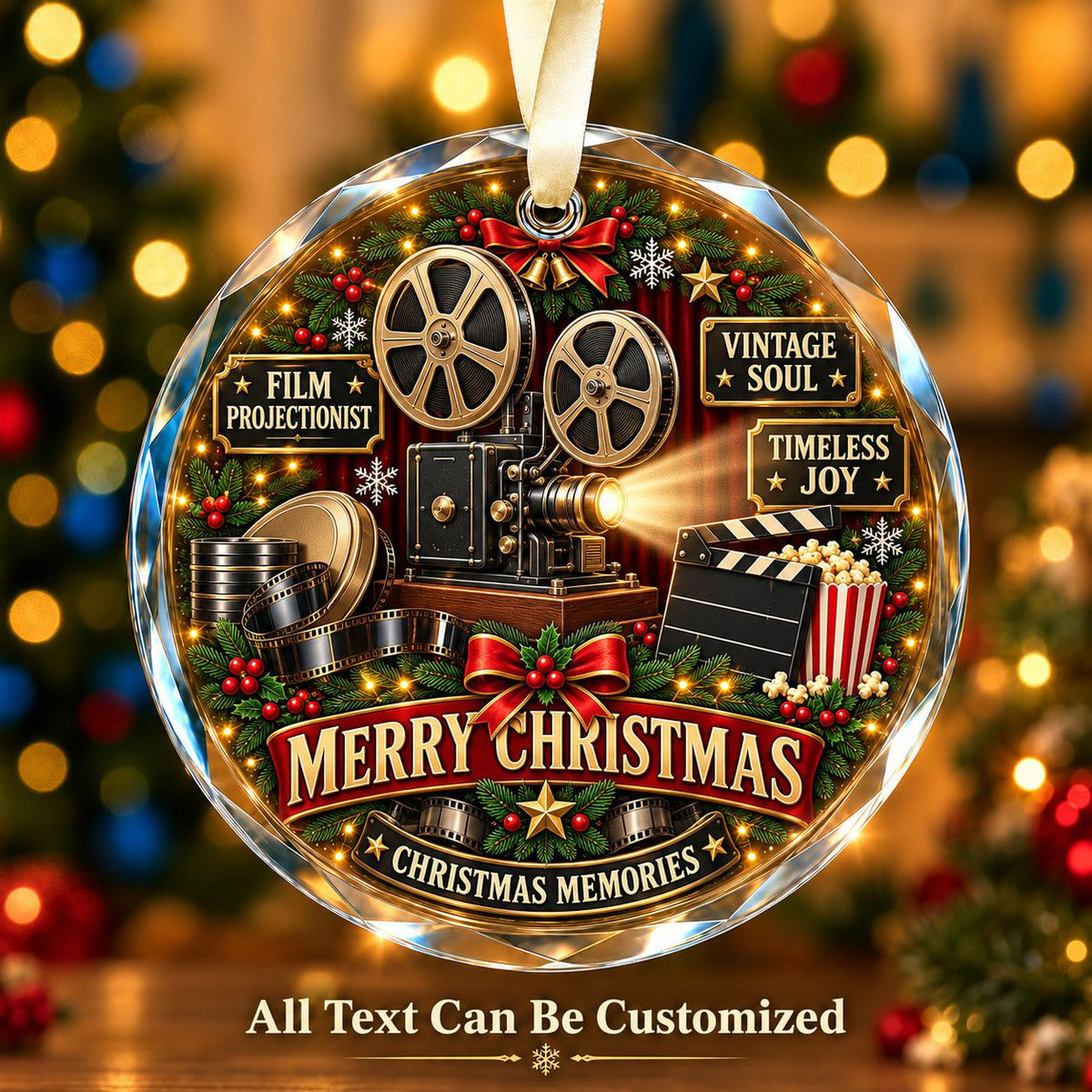 Film Projectionist Personalized Glass Ornament | 5To9Vibe