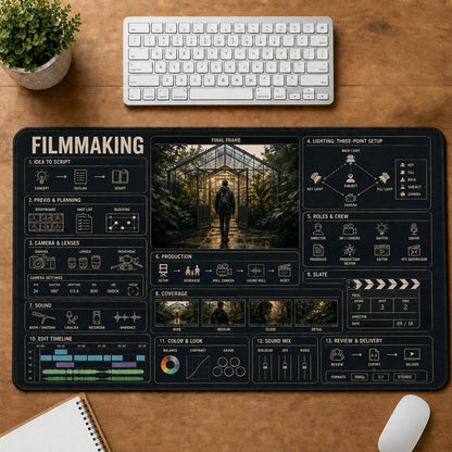 Filmmaking Creative Reference Guide Desk Mat | 5To9Vibe