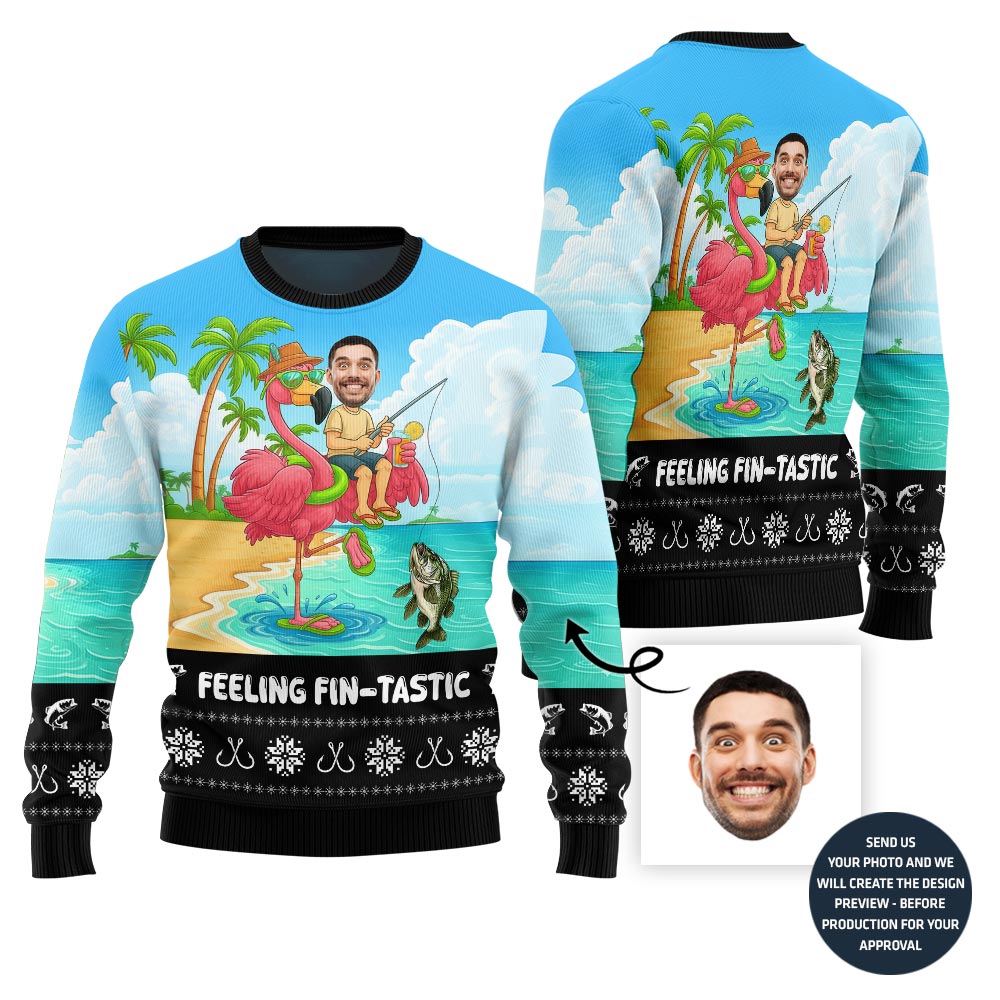 Fin-tastic Custom Fishing Ugly Christmas Sweater For Men