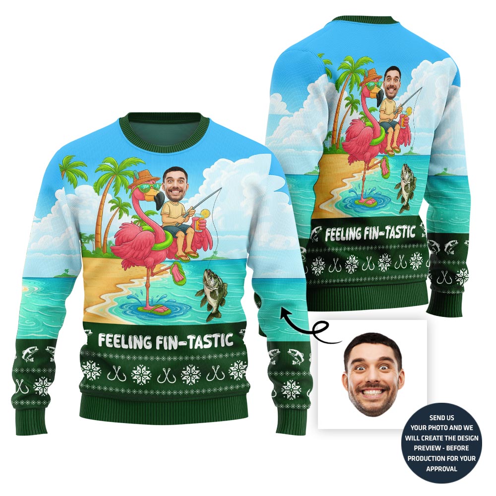 Fin-tastic Custom Fishing Ugly Christmas Sweater For Men
