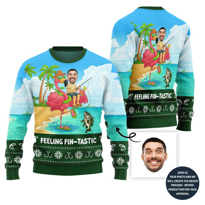 Fin-tastic Custom Fishing Ugly Christmas Sweater For Men