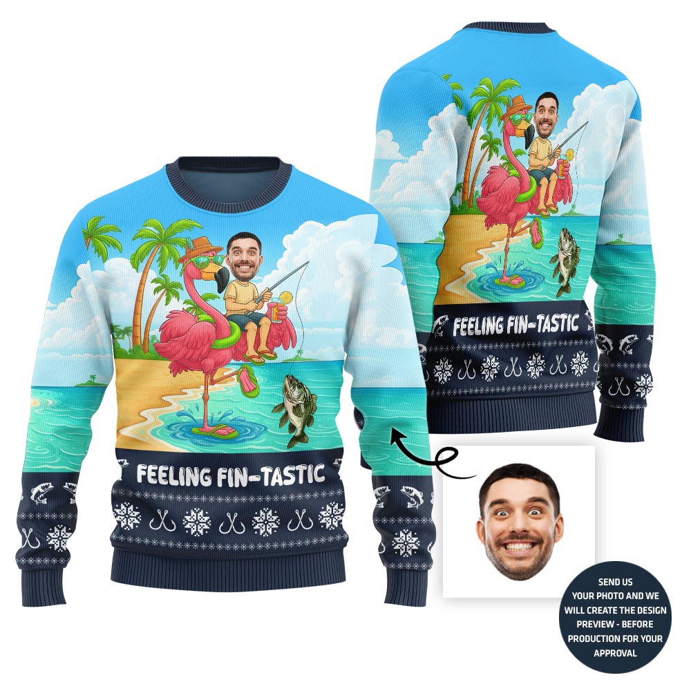 Fin-tastic Custom Fishing Ugly Christmas Sweater For Men