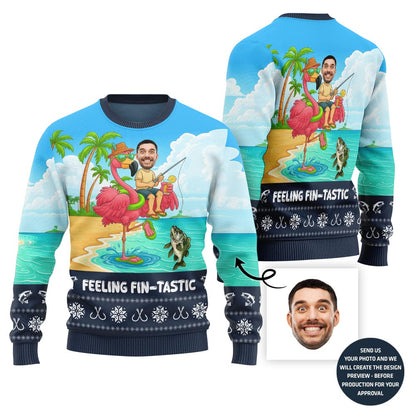 Fin-tastic Custom Fishing Ugly Christmas Sweater For Men