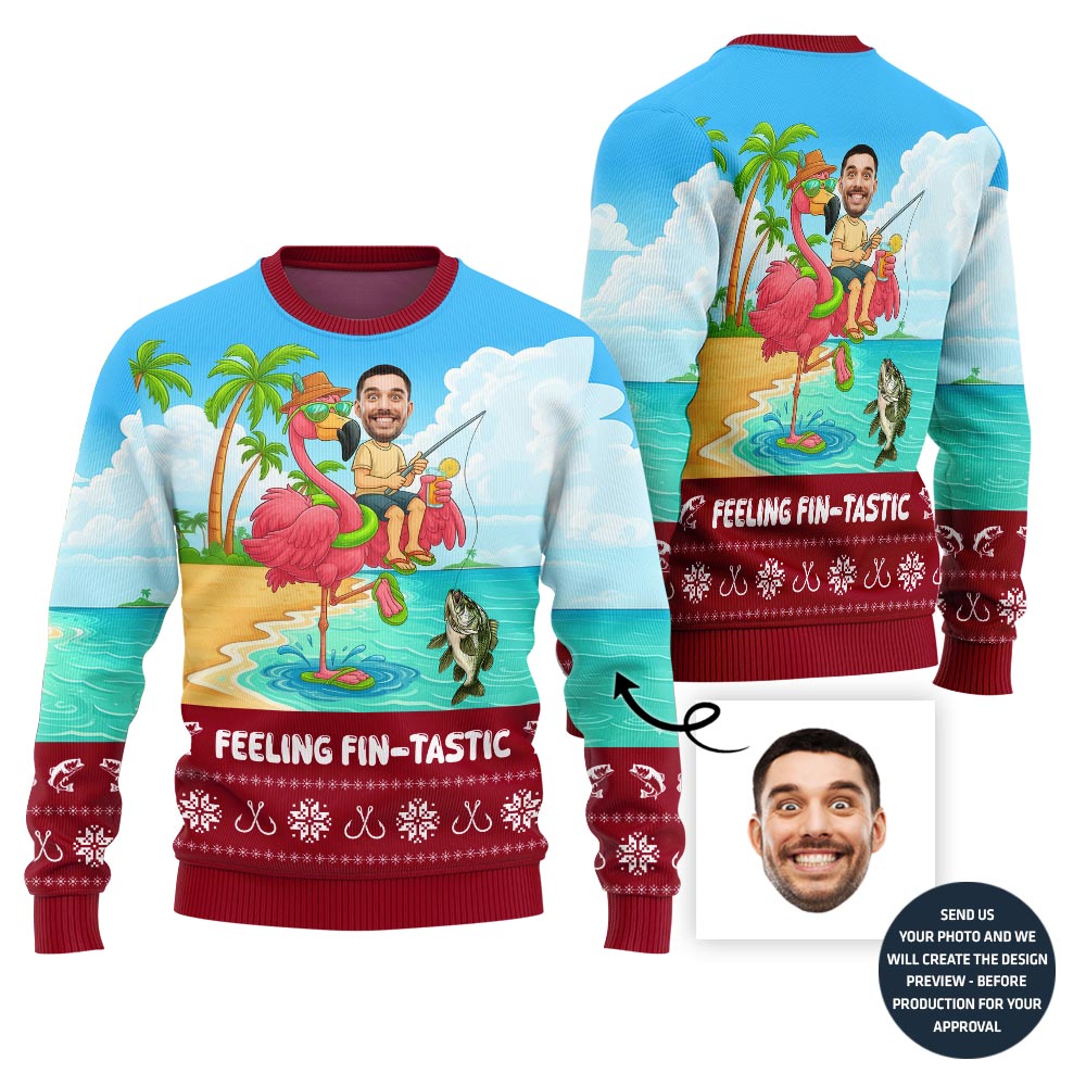Fin-tastic Custom Fishing Ugly Christmas Sweater For Men