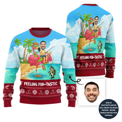 Fin-tastic Custom Fishing Ugly Christmas Sweater For Men