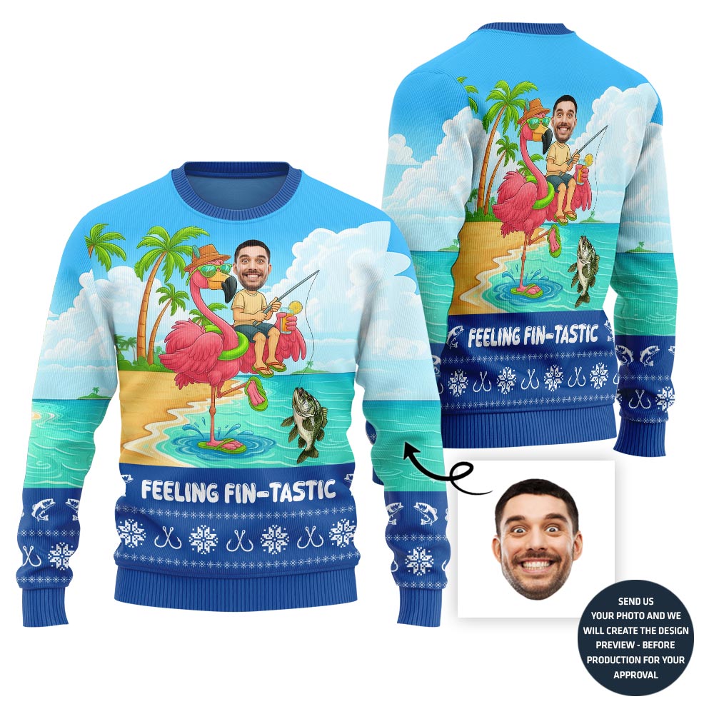 Fin-tastic Custom Fishing Ugly Christmas Sweater For Men