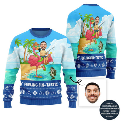 Fin-tastic Custom Fishing Ugly Christmas Sweater For Men