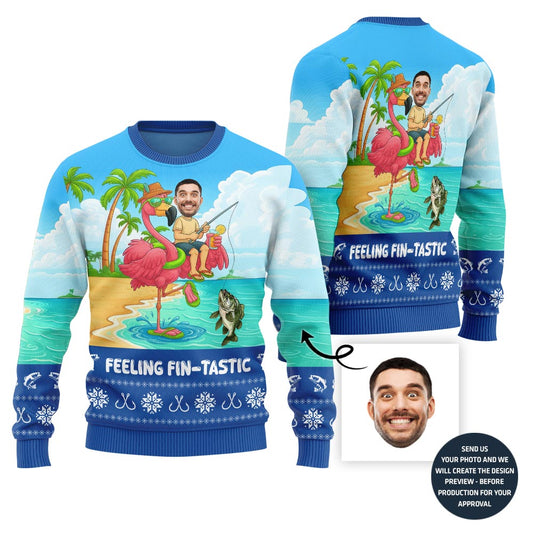 Fin-tastic Custom Fishing Ugly Christmas Sweater For Men