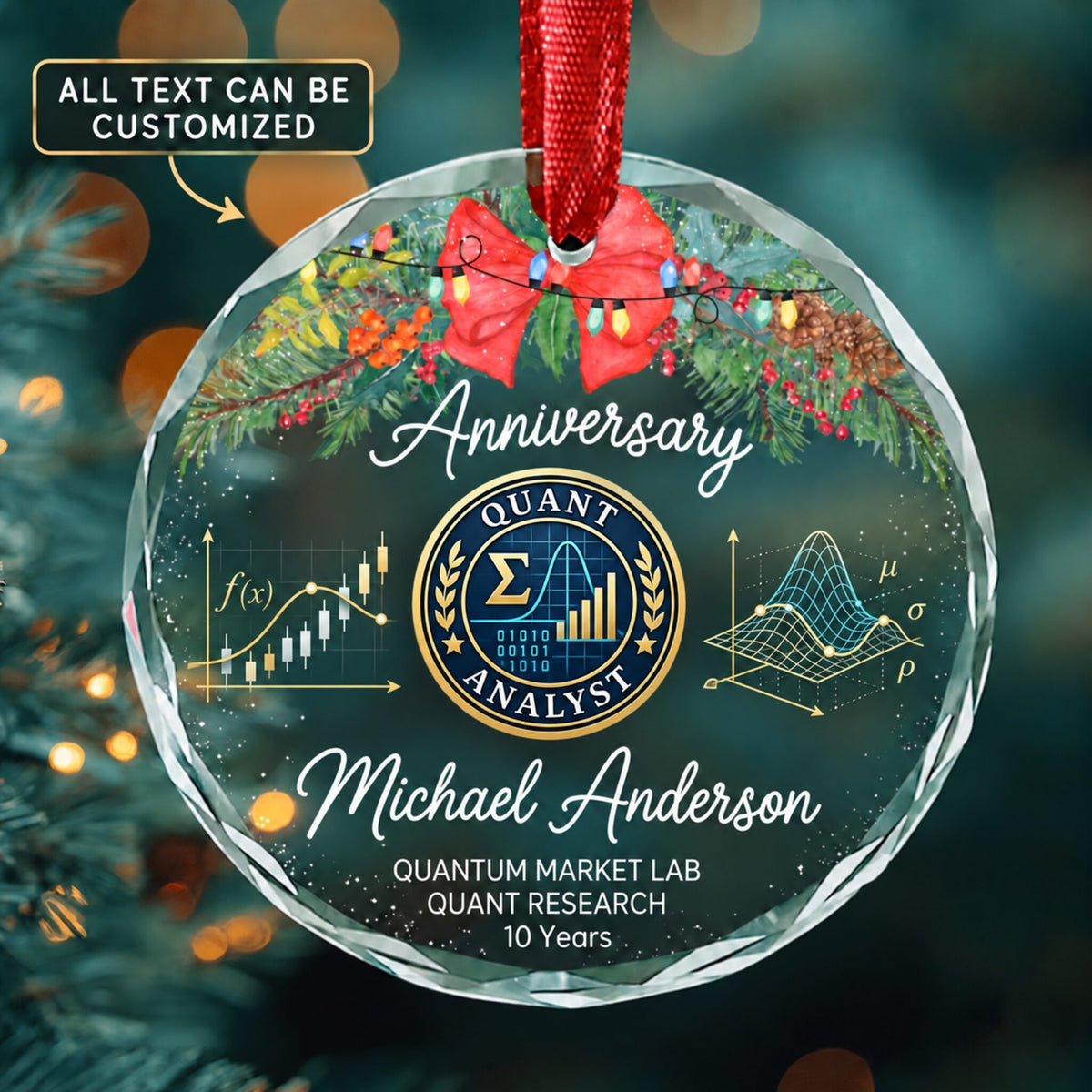 Financial Quantitative Analysts Personalized Glass Ornament | 5To9Vibe