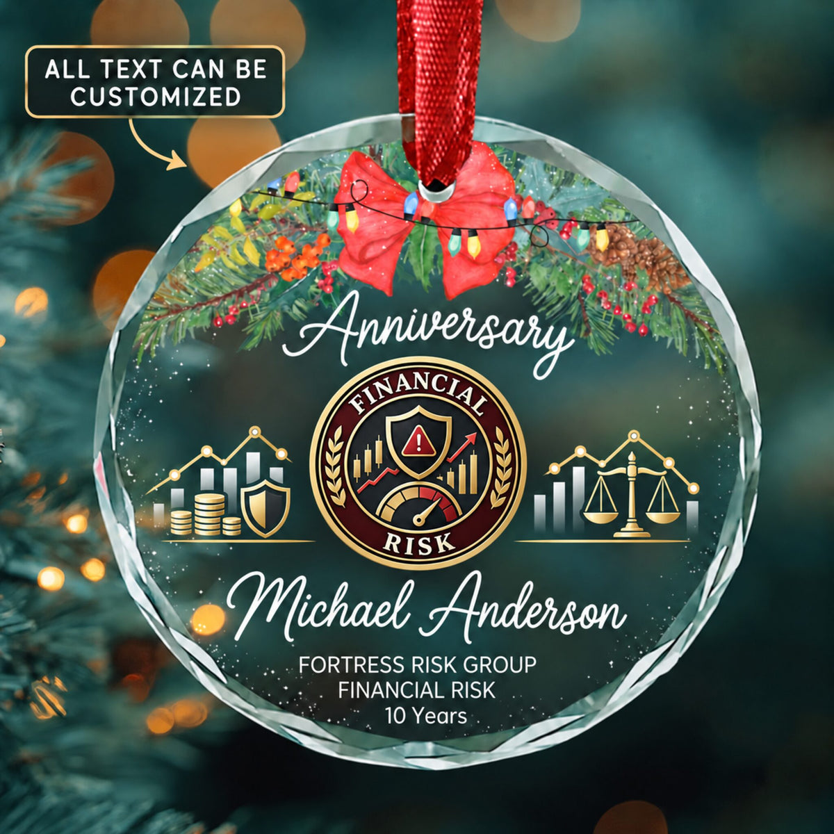 Financial Risk Specialists Personalized Glass Ornament | 5To9Vibe