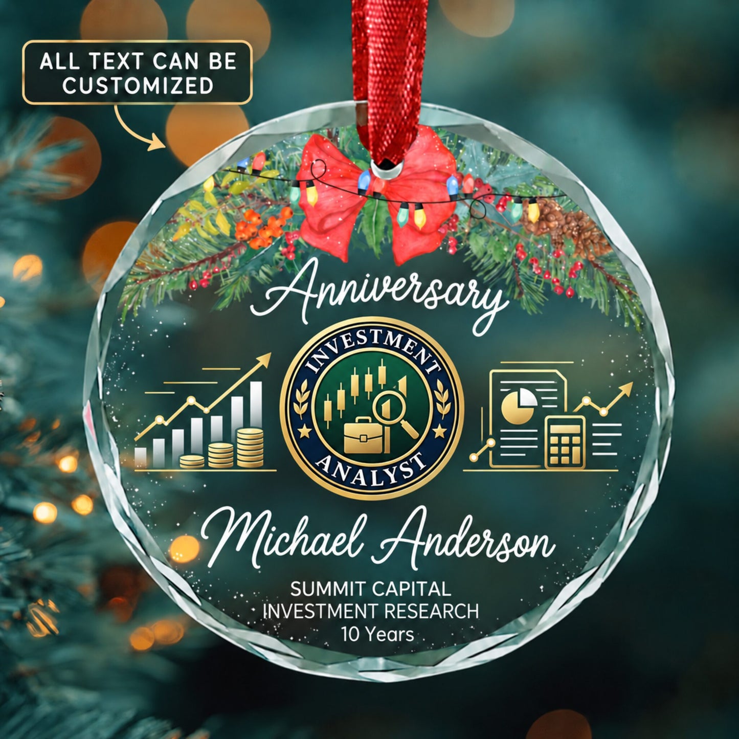 Financial and Investment Analysts Personalized Glass Ornament | 5To9Vibe