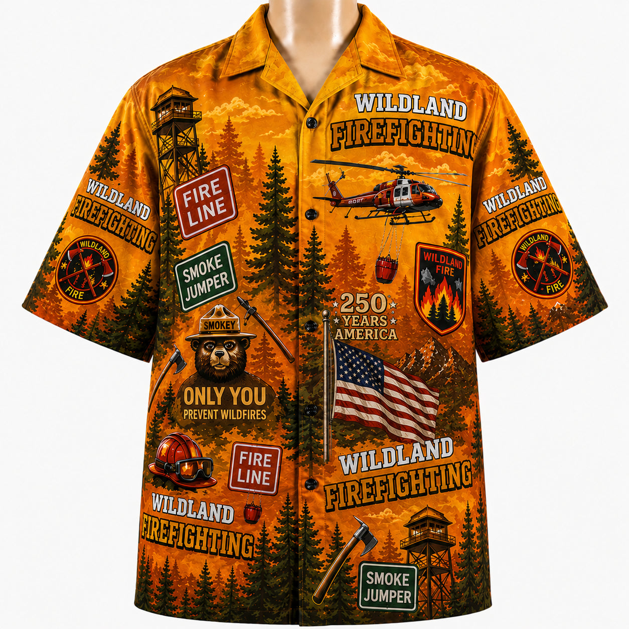 Wildland Firefighting FireFighter America 250 Version Unisex Hawaiian Shirt For Men and Women