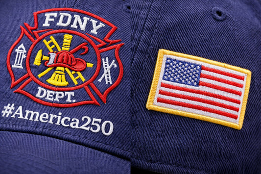 Firefighter Cap America 250 Anniversary Embroidered Logo Wash Embroidered Premium Wash Cap