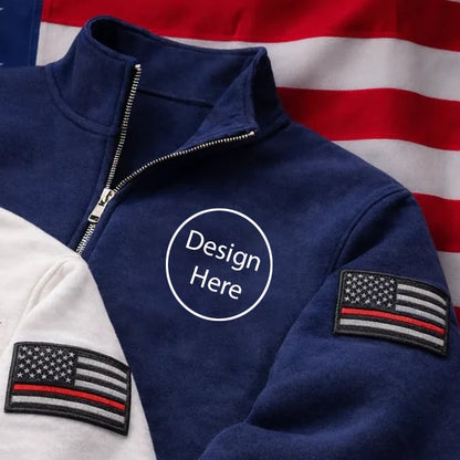 Firefighter America 250 Anniversary Embroidered Logo Premium Quarter Zip Sweatshirt, Inspired Quarter Zip Sweater