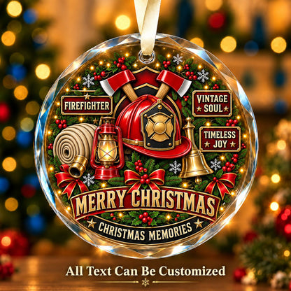 Firefighter Personalized Glass Ornament | 5To9Vibe