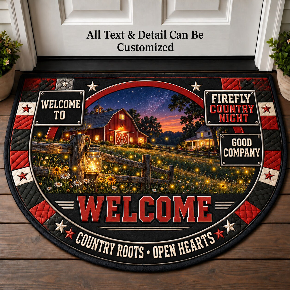 Firefly Country Night Personalized Half Round Mat | 5To9Vibe