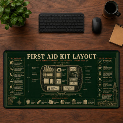 First Aid Kit Layout Desk Mat Mouse Pad | 5To9Vibe