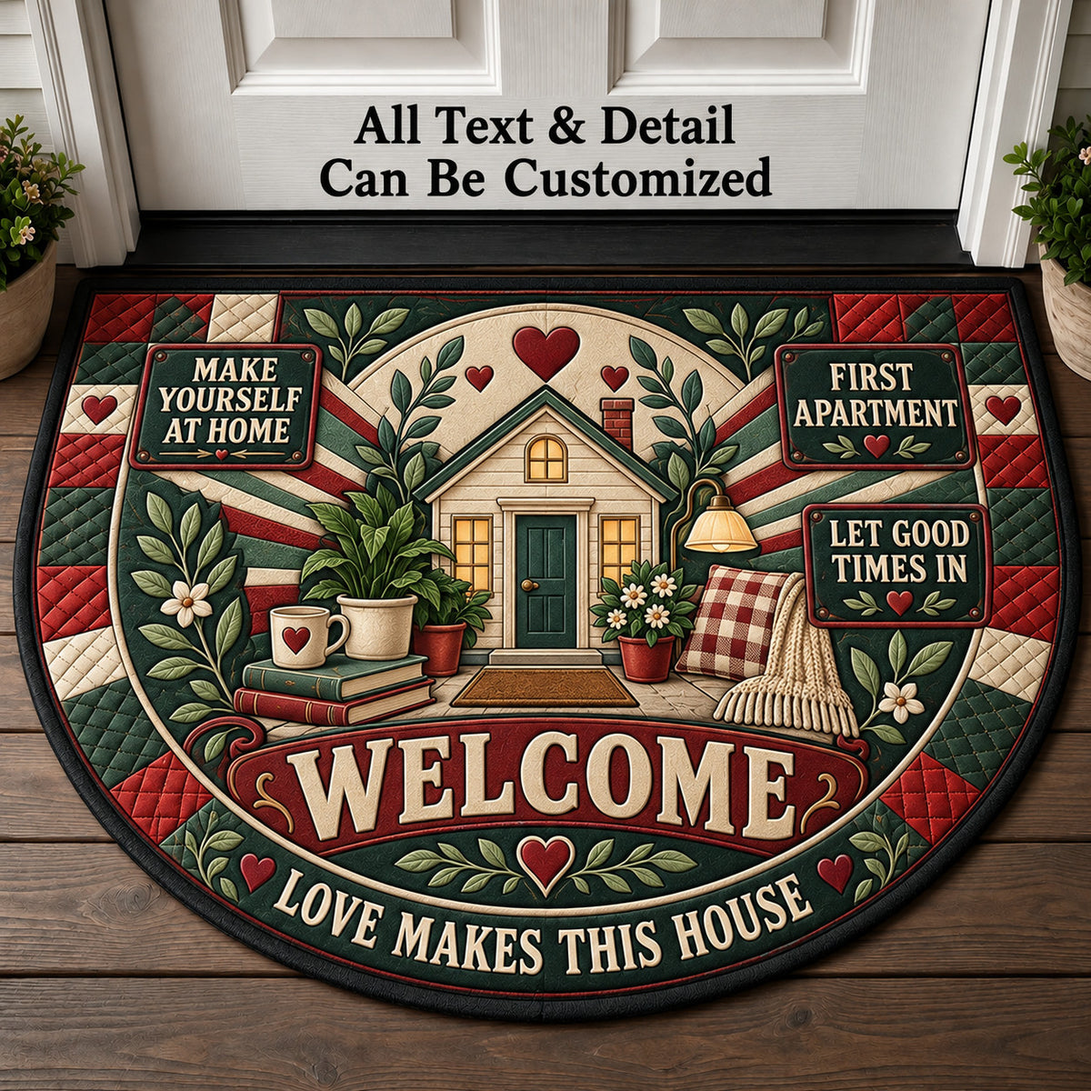 First Apartment Personalized Half Round Mat | 5To9Vibe