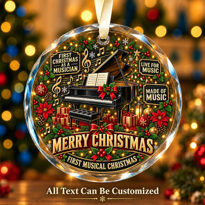 First Christmas as a Musician Personalized Glass Ornament | 5To9Vibe