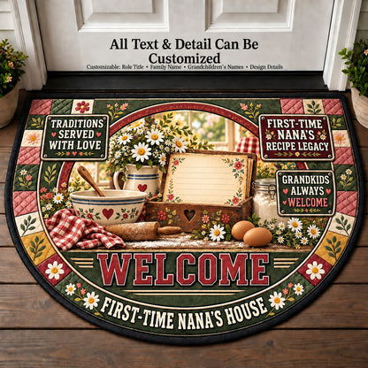 First-Time Nana's Recipe Legacy Personalized Half Round Mat | 5To9Vibe