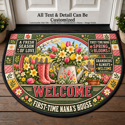 First-Time Nana's Spring Blooms Personalized Half Round Mat | 5To9Vibe