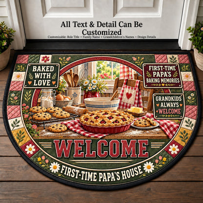 First-Time Papa's Baking Memories Personalized Half Round Mat | 5To9Vibe