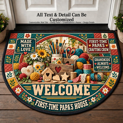 First-Time Papa's Crafting Crew Personalized Half Round Mat | 5To9Vibe