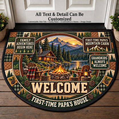 First-Time Papa's Mountain Cabin Personalized Half Round Mat | 5To9Vibe