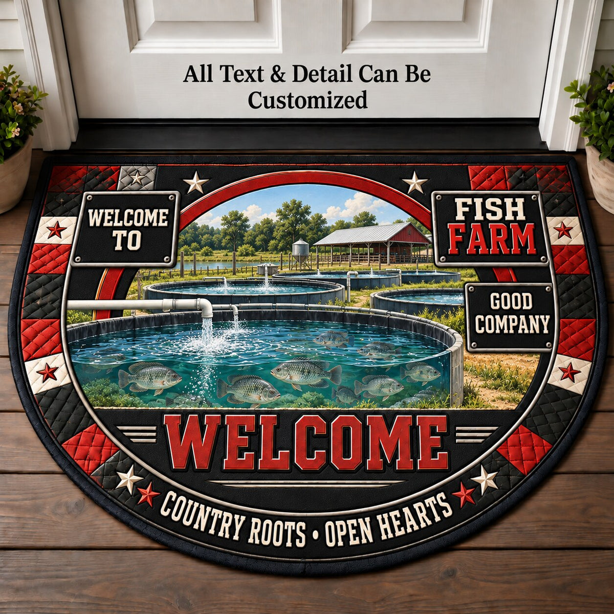 Fish Farm Personalized Half Round Mat | 5To9Vibe
