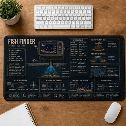 Fish Finder Fishing Field Guide Desk Mat | 5To9Vibe