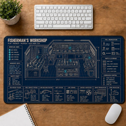 Fisherman's Workshop Fishing Field Guide Desk Mat | 5To9Vibe