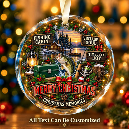 Fishing Cabin Personalized Glass Ornament | 5To9Vibe