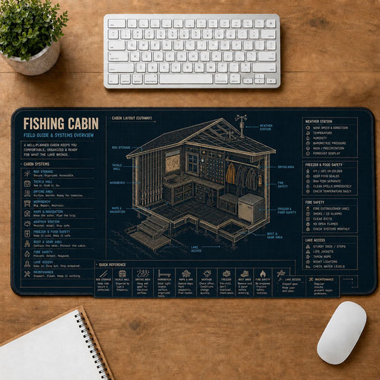 Fishing Cabin Fishing Field Guide Desk Mat | 5To9Vibe