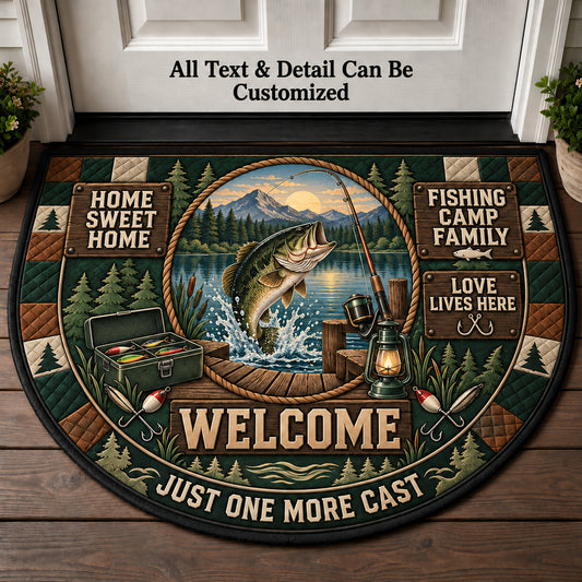 Fishing Camp Family Personalized Half Round Mat | 5To9Vibe