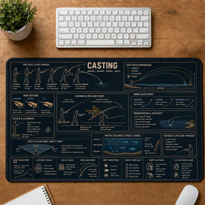 Fishing Casting Fishing Field Guide Desk Mat | 5To9Vibe