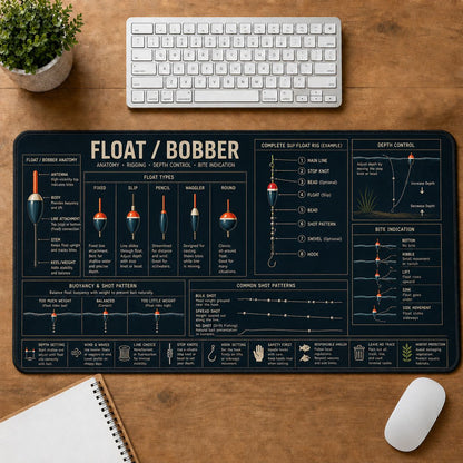 Fishing Float Bobber Fishing Field Guide Desk Mat | 5To9Vibe