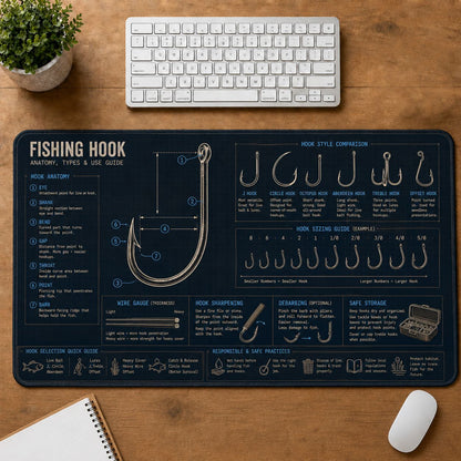 Fishing Hook Fishing Field Guide Desk Mat | 5To9Vibe