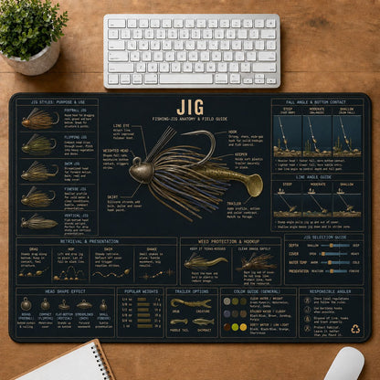 Fishing Jig Fishing Field Guide Desk Mat | 5To9Vibe