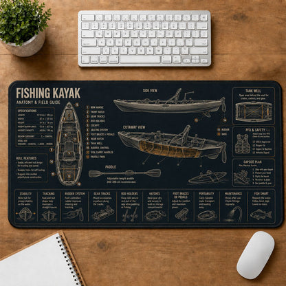Fishing Kayak Fishing Field Guide Desk Mat | 5To9Vibe