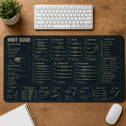 Fishing Knot Guide Outdoor Skills Field Guide Desk Mat | 5To9Vibe