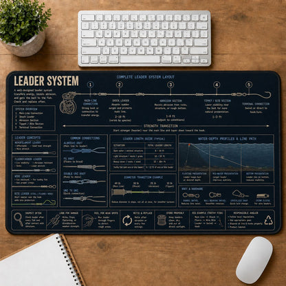 Fishing Leader System Fishing Field Guide Desk Mat | 5To9Vibe