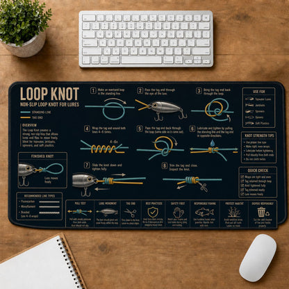 Fishing Loop Knot Fishing Field Guide Desk Mat | 5To9Vibe