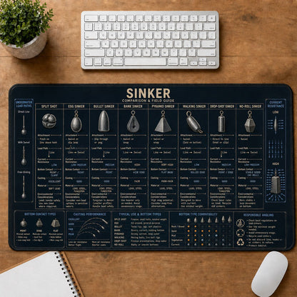 Fishing Sinker Fishing Field Guide Desk Mat | 5To9Vibe