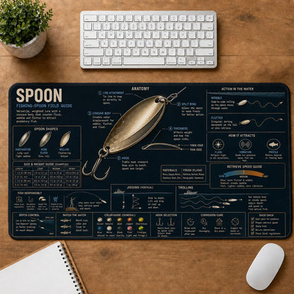 Fishing Spoon Fishing Field Guide Desk Mat | 5To9Vibe