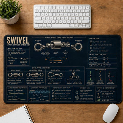 Fishing Swivel Fishing Field Guide Desk Mat | 5To9Vibe
